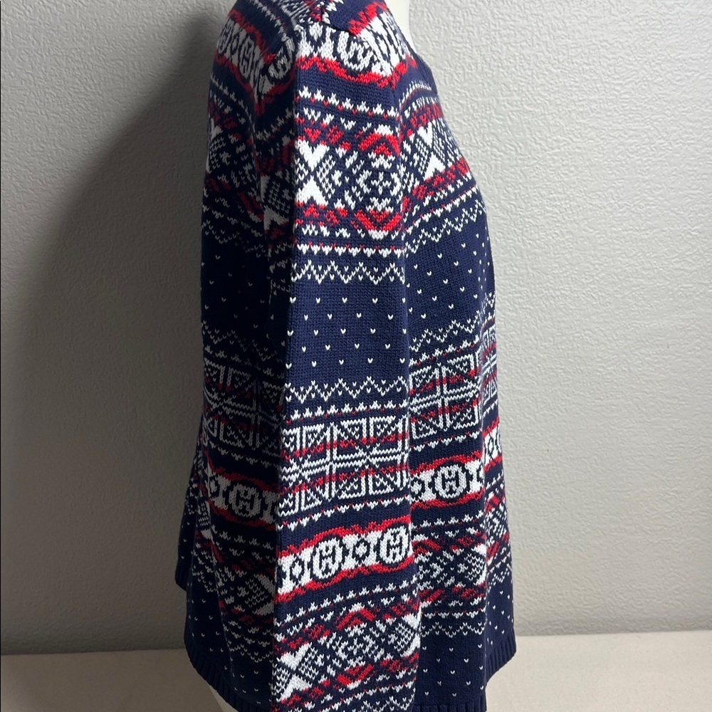 Tommy Hilfiger Fair Isle Knit Sweater XL Navy Red White Nordic Pattern Crewneck - Picture 4 of 8